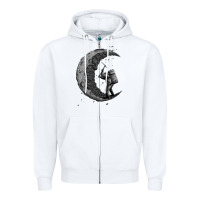 White digging the moon Zipper Hoodie - artisFamous