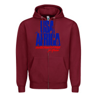 Burgundy USA Zipper Hoodie - artisFamous