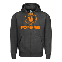 Charcoal Heather Resto Popeyes Art Zipper Hoodie - artisFamous