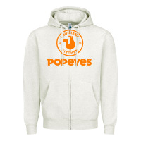 Oatmeal Heather Resto Popeyes Art Zipper Hoodie - artisFamous