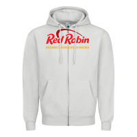 Dove Grey Resto Red Robin Zipper Hoodie - artisFamous