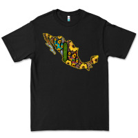 Black Guerrero Mexico Serape Cactus Sunflower Map Premium Tee - RanaPortraitStore