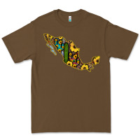 Cacao Guerrero Mexico Serape Cactus Sunflower Map Premium Tee - RanaPortraitStore