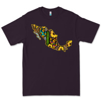 Plum Guerrero Mexico Serape Cactus Sunflower Map Premium Tee - RanaPortraitStore