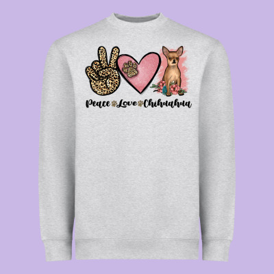 Peace Love Chihuahua Heavyweight Sweatshirt Designed By Jahusdesignshop