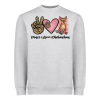 Heather Grey peace love chihuahua Heavyweight Sweatshirt - JahusDesignShop