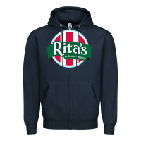Navy Rita's Italian Cafe Zipper Hoodie - artisFamous