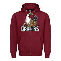 Burgundy The Griffins, Grand Rapids Zipper Hoodie - artisFamous