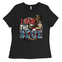 Black I back the blue Ladies Tee - FaDigitalArtStudio