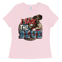 Bubblegum Pink I back the blue Ladies Tee - FaDigitalArtStudio