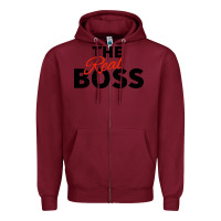 Burgundy the real boss matching couple Zipper Hoodie - artisFamous