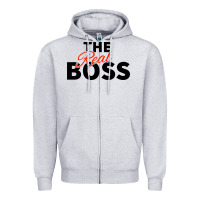 Heather Grey the real boss matching couple Zipper Hoodie - artisFamous