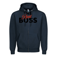 Navy the real boss matching couple Zipper Hoodie - artisFamous