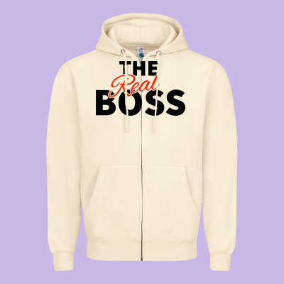 The Real Boss Matching Couple Zipper Hoodie Designed By Artisfamous