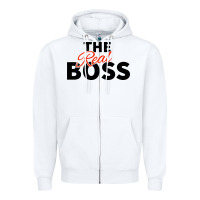 White the real boss matching couple Zipper Hoodie - artisFamous