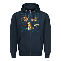 Navy calvin and hobbes Zipper Hoodie - artisFamous