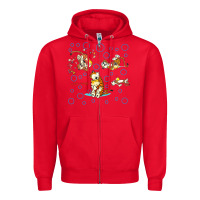 Red calvin and hobbes Zipper Hoodie - artisFamous