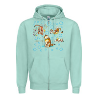 Seafoam calvin and hobbes Zipper Hoodie - artisFamous