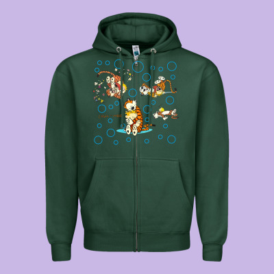 Calvin And Hobbes Zipper Hoodie Designed By Artisfamous
