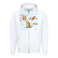 White calvin and hobbes Zipper Hoodie - artisFamous