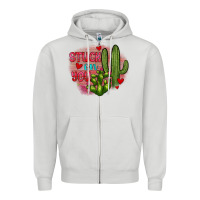 Dove Grey stuck on you cactus Zipper Hoodie - JahusDesignShop
