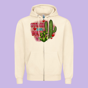 Stuck On You Cactus Zipper Hoodie Designed By Jahusdesignshop