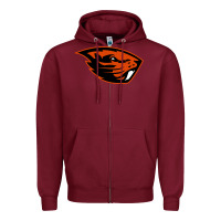 Burgundy oregon merch tee Zipper Hoodie - artisFamous
