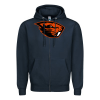 Navy oregon merch tee Zipper Hoodie - artisFamous