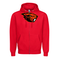 Red oregon merch tee Zipper Hoodie - artisFamous