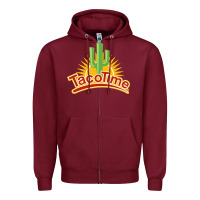 Burgundy Resto Tacotime Zipper Hoodie - artisFamous