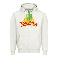 Oatmeal Heather Resto Tacotime Zipper Hoodie - artisFamous