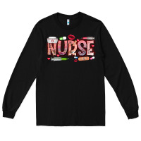 Black Nurse Valentine Long Sleeve Tee - CowhideDigitalArt