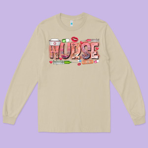 Nurse Valentine Long Sleeve Tee Designed By Cowhidedigitalart