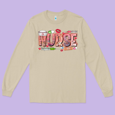 Nurse Valentine Long Sleeve Tee Designed By Cowhidedigitalart