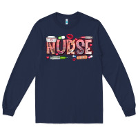 Navy Nurse Valentine Long Sleeve Tee - CowhideDigitalArt
