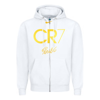 White cr7 graphic Zipper Hoodie - artisFamous