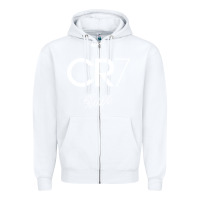 White cr7 graphic Zipper Hoodie - artisFamous