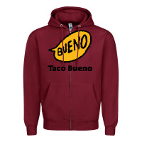 Burgundy Resto Taco Bueno Zipper Hoodie - artisFamous