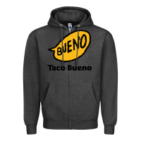 Charcoal Heather Resto Taco Bueno Zipper Hoodie - artisFamous
