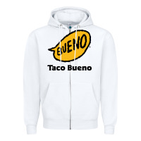 White Resto Taco Bueno Zipper Hoodie - artisFamous