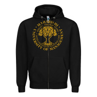 Black Maharishi International College Zipper Hoodie - artisFamous
