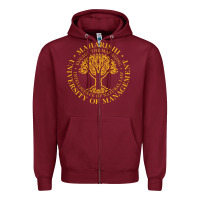 Burgundy Maharishi International College Zipper Hoodie - artisFamous