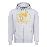 Heather Grey Maharishi International College Zipper Hoodie - artisFamous
