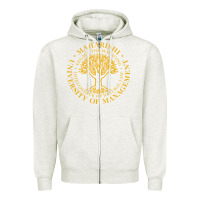 Oatmeal Heather Maharishi International College Zipper Hoodie - artisFamous