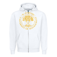 White Maharishi International College Zipper Hoodie - artisFamous