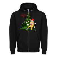 Black Winnie The Pooh- Merry christmas Zipper Hoodie - artisFamous