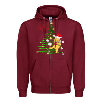 Burgundy Winnie The Pooh- Merry christmas Zipper Hoodie - artisFamous