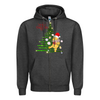 Charcoal Heather Winnie The Pooh- Merry christmas Zipper Hoodie - artisFamous