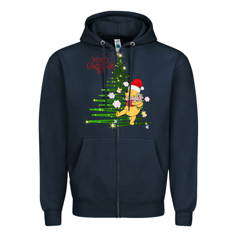 Winnie The Pooh- Merry Christmas Zipper Hoodie by artisFamous | Teevron