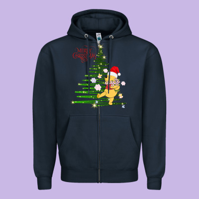 Winnie The Pooh- Merry Christmas Zipper Hoodie Designed By Artisfamous